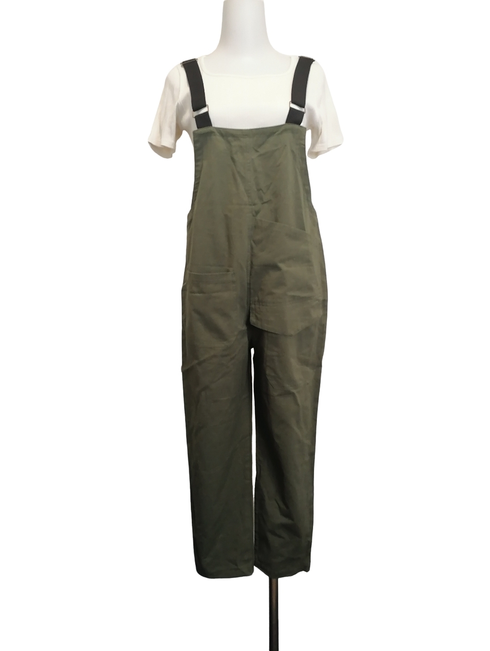🌿🌿 Olive Green Utility Overalls with Black Straps